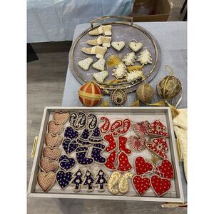 10 Purple Gold Thread Paisley Christmas Eid Holiday Ornaments